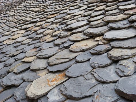 Let’s be honest, a slate roof really is the Cadillac of roofs. Slate is nearly indestructible. But that “nearly” part is important. Many homeowners think a ... Slate Roof Shingles, Cottage Core Cabin, Exploring Aesthetic, Synthetic Slate Roofing, Stone Roof, Ireland Houses, Damask Wall Stencils, Slate Shingles, Slate Roof Tiles