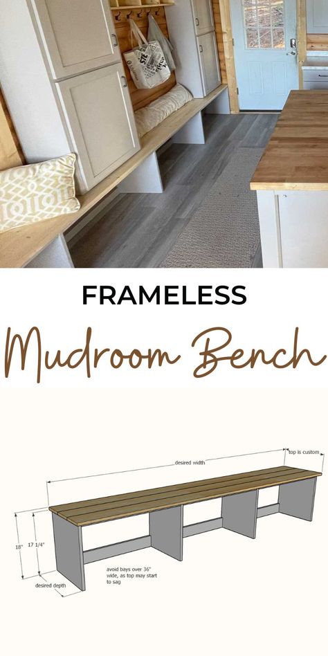 How To Build A Cubby Bench, Mudroom Wood Bench, Wooden Built In Bench, Mudroom Bench With Cabinets Above, Diy Entryway Bench With Storage Cubbies, Mudroom Bench Height, Cubby Bench Diy, Diy Mudroom Wall With Bench, Entryway Bench Diy How To Build