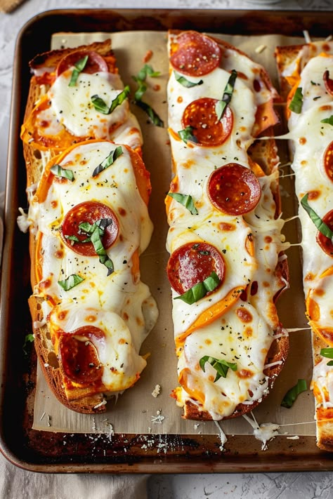 Easy Garlic Bread Pizza Pizza Bun, Oven Food, Bread Pizza, Food Cravings Savory, Fast Food Recipes, Pizza Ideas, Garlic Bread Pizza, Healthy Smoothie, Delicious Snacks Recipes