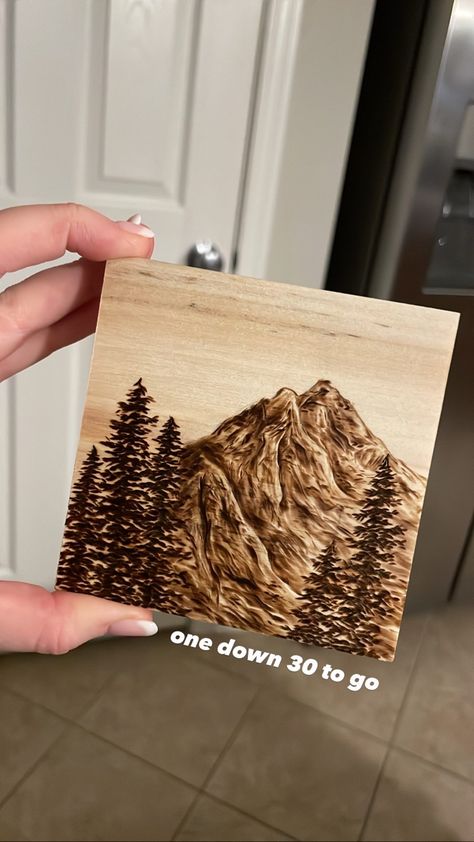 Burning Mountain, Carved Signs, Carved Wood Signs, Carpentry Projects, Wood Burning Art, Mountain Scene, Wood Carved, Patterns Ideas, Pyrography