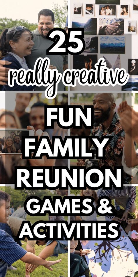 Family Reunion Games and Party Activities - fun ideas for family parties, games for family reunions and fun family reunion ideas for kids and adults #familyreunion #reuniongames #partygames #partyideas Family Reunion Kids Games, Family Reunion Ideas Themes, Party Snacks Kids, Kids Party Table, Family Reunion Themes, Reunion Activities, Family Reunion Activities, Party Food Kids, Party Themes For Adults