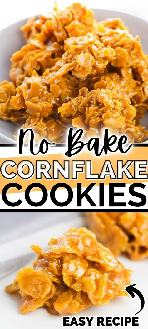 No Bake Cornflake Cookies, Cornflake Cookies Recipe, Peanut Butter Cornflake Cookies, Cornflake Cookies, Easy No Bake Cookies, No Bake Recipes, Baking Powder Uses, Peanut Butter No Bake, Healthy Food Facts