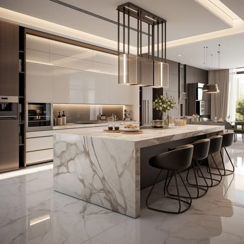 Contemporary Kitchen Design Luxury, Luxury Kitchen Design Modern, Modern Luxury Kitchen, Desain Pantry, Kitchens Luxury, Dream Kitchens Design, Modern Kitchen Interiors, Kitchen Interior Design Modern, Kitchen Design Plans