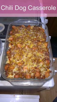 Chili dog casserole but without the bun Chilli Dog Casserole, Bag Of Potatoes, Chili Cheese Hot Dog, Hot Dog Casserole, Chili Dog Casserole, Hamburger Potato Casserole, Chili Dog, Chicken Crockpot Recipes Easy, Chili Dogs