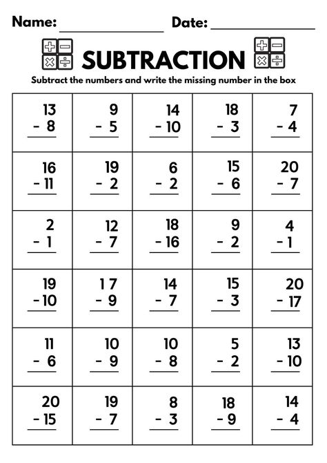 10 Printable Subtraction Fill in the Blanks Worksheets numbers 1-20 for Kindergarten-1st Grade-2nd Grade Math. Subtraction Worksheets - Etsy in 2024 | Subtraction worksheets, Kindergarten math worksheets free, Elementary worksheets Subtraction Worksheets 2 Digit, 1st Grade Math Subtraction Worksheets, First Grade Subtraction Worksheet, Grade 2 Subtraction Worksheet, Substraction 20 Worksheet, Math For Second Grade Worksheets, Subtraction 2 Digits Worksheets, Math Problems For 2nd Grade, Kg 2 Math Worksheets