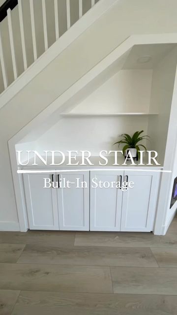 Nicole | Mendez Manor Home Decor & Interiors on Instagram: "Practical and space saving. Under stair built-in storage for the win. 👍🏻 ………………………………………………………… We offer local & online interior design services. Click link in bio (or visit mendezmanor.com) to view our affordable flat rate packages and book a call to learn more! ………………………………………………………… #builtins #builtin #storageideas #understairstorage #builtinstorage #livingroomdecor #livingroomrenovation" Under Stairs Storage Open Plan, Storage Under Floating Stairs, Under Stairs Storage Living Room, Under The Stairs Cabinet Ideas, Under Stair Space Ideas, Stairs With Storage Underneath, Under Stairs Basement Ideas, Breakfast Nook Under Stairs, Built In Storage Under Stairs