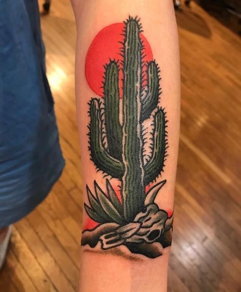 American Traditional Cactus Tattoo, American Traditional Cactus, Traditional Cactus Tattoo, Traditional Cactus, Hedgehog Tattoo, Desert Tattoo, Western Tattoo, Traditional Tattoo Inspiration, Cactus Tattoo