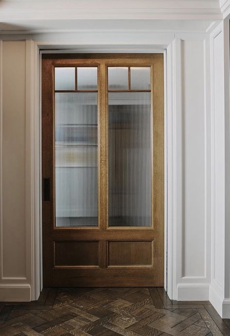 Glass Pocket Door, Internal Glass Doors, Reeded Glass, Room Doors, Internal Doors, House Interior Decor, Pocket Doors, Apartment Design, Wood Doors