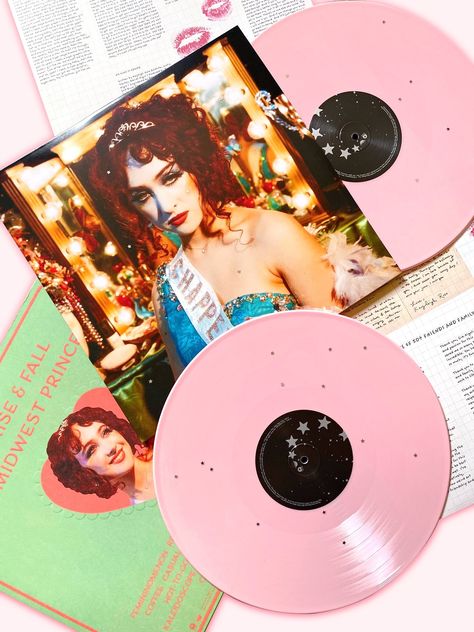 chappell roan's 'the rise & fall of a midwest princess' urban outfitters exclusive opaque pink vinyl.   photographed by libertyw__on twitter. Rise And Fall Of A Midwest Princess Vinyl, Chappell Roan Vinyl, The Rise And Fall Of A Midwest Princess, 22 By Taylor Swift, Vinyls Aesthetic, Vinyl Wishlist, Pink Cd, Record Photography, Vinyl Aesthetic