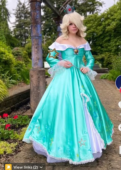 Cosplay Ideas Princess, Rosalina Mario Cosplay, Princess Rosalina Cosplay, Rosalina Inspired Outfit, Rosalina Mario Costume, Princess Peach Inspired Outfit, Princess Rosalina Costume, Rosalina Costume, Rosalina Cosplay