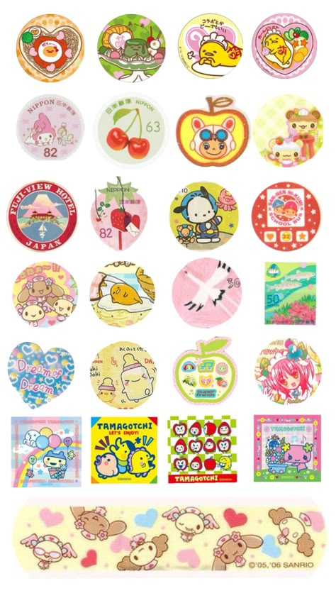 #kawaii #sanrio #sanriox #gudetama #cute #maximalist Pin Button Design, Printable Sticker Sheets, Scrapbook Printing, Kawaii Sanrio, Sticker Template, Scrapbook Stickers Printable, Phone Stickers, Stickers Printable, Digital Stickers