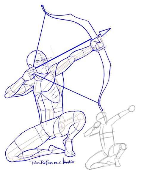 Pose Reference Anime Archer Pose Reference, Archer Reference Pose Drawing, Pose Reference Archer, Archer Pose Reference Drawings, Archery Pose Reference Drawing, Holding Bow And Arrow Reference Drawing, Archer Drawing Poses, Archer Pose Reference Male, Archery Drawing Reference