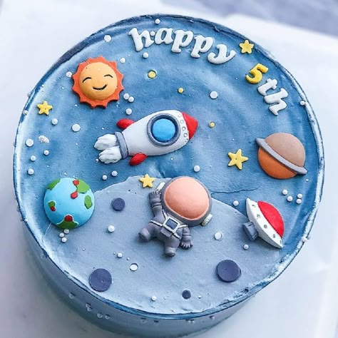 Trip Around The Sun Cake, Two The Moon Cake, Around The Sun Cake, Sun Cake Topper, Astronaut Cake, Sun Cake, Rocket Cake, Half Sheet Cake, Cake Designs For Boy