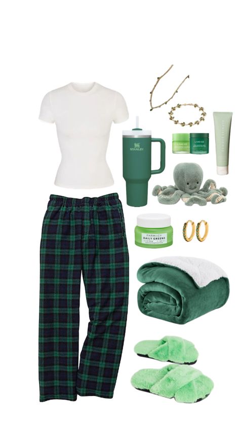 #green #beauty #skincare #outfitinspo #victoriasecret #fashion #white #minimalistic #pjs #stockholmstyle #basic #stargirl #cleangirl #vanillagirl Pj Outfit, Pajamas Aesthetic, Cute Pjs, Cute Lazy Day Outfits, Fashion White, Lazy Day Outfits, Thrift Fashion, Stockholm Fashion, Green Outfit