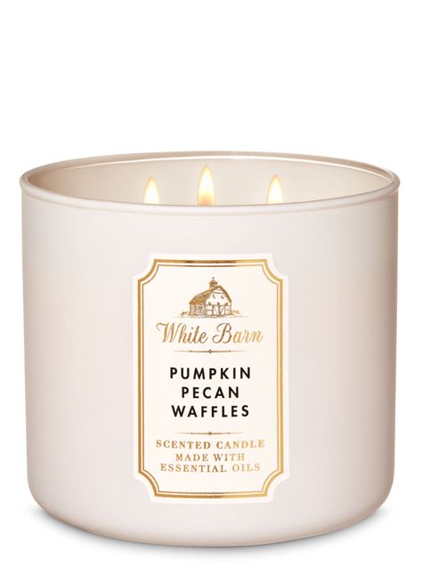 Pumpkin Pecan Waffles 3-Wick Candle - White Barn | Bath & Body Works Pumpkin Pecan Waffles, Pecan Waffles, White Barn Candle, Bath Supplies, Candle Obsession, Bath & Body Works, Candle Halloween, Bath Body Works Candles, Bath And Body Work