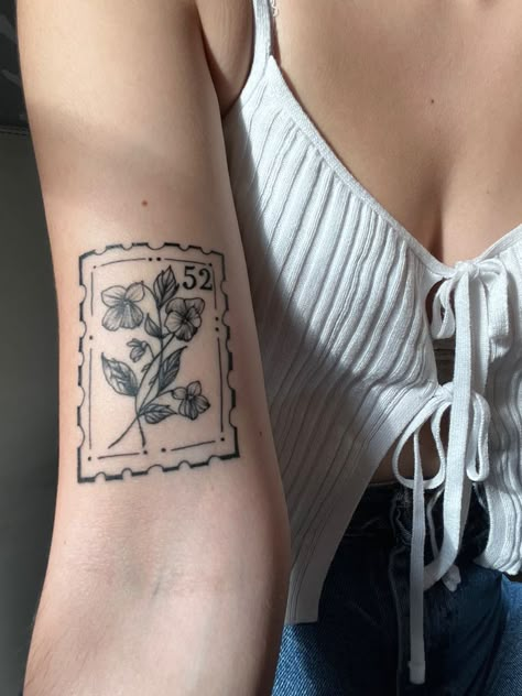 Postage Stamp Tattoo, Unique Minimalist Tattoo, 40 Tattoo, Square Tattoo, Stamp Tattoo, Party Tattoos, Dainty Tattoos, Subtle Tattoos, No Rain