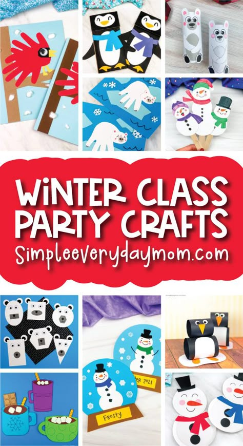 This winter, spice up your class party with these fun winter class party craft ideas. These activities are perfect for kids grades kindergarten-2nd grade and are sure to keep them entertained all day long. These are simple enough that even the littlest hands can enjoy making them! Class Winter Crafts, Preschool Winter Party Ideas, Winter Classroom Crafts 1st Grade, Winter Holiday Crafts Preschool, Preschool Winter Party Games, Holiday Craft For 2nd Grade, Kindergarten Classroom Christmas Craft, 1st Grade Holiday Party Crafts, Kindergarten Class Crafts