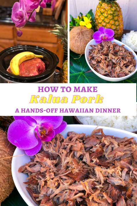 Kaluha Pork, Christmas Luau Party, Kalua Pork Crockpot, Hawaiian Food Ideas, Kalua Pulled Pork, Hawaiian Luau Food, Kahlua Pork, Hawaiian Christmas Party, Christmas Luau