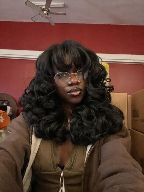 Wolfcut Wigs For Black Women, Curled Up Ends Hair, Hair Store Wigs, 70s Flipped Hair, Video Vixen Braids, Black Women Layered Hairstyles, See In With Bangs, 70s Blowout Hair Black Women, 60s Hairstyles Black Women