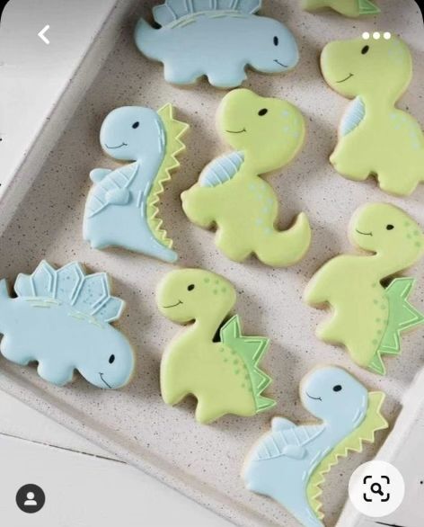 Dino Cookies, Dino Birthday Cake, Birthday Biscuits, Dinosaur Baby Shower Theme, Dinosaur Birthday Party Decorations, Dinosaur Birthday Cakes, Dinosaur Cookies, Dinosaur Themed Birthday Party, 1st Birthday Party Themes