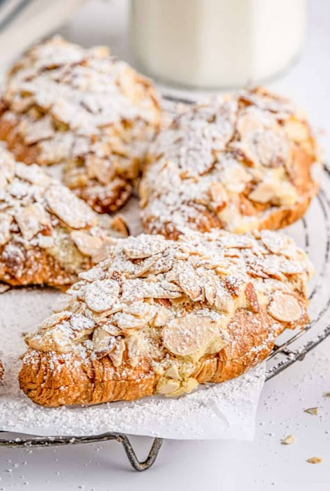 Crispy on the outside and chewy and sweet on the inside, these Almond Croissants make the best breakfast or dessert. Almond Croissants, Breakfast Dessert Recipes, Almond Pastry, Croissant Breakfast, Croissant Recipe, Almond Croissant, Bakery Box, Coffee Cake Recipes, The Best Breakfast