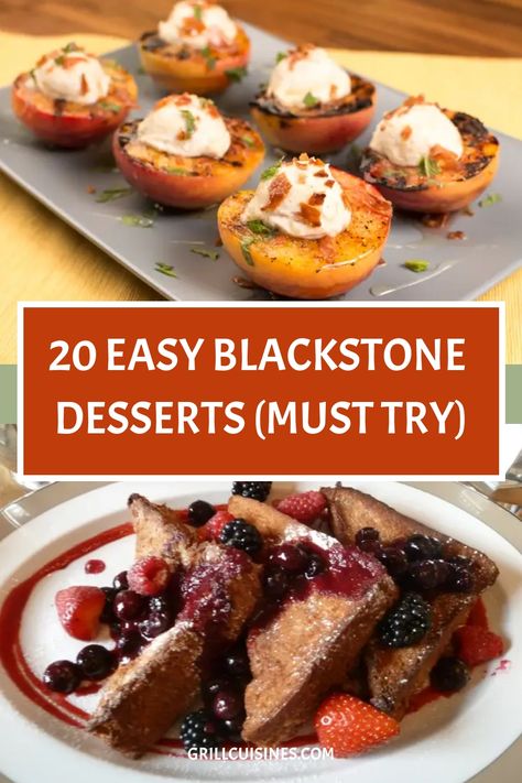 Indulge in the rich and creamy flavor of Blackstone griddle Desserts. Tasty and easy desserts you can cook on your flat top grill. I have shared outdoor griddle dessert recipes for grilled peaches, pineapple, french toast, pan cakes and cakes. Griddle Cooking Recipes, Outdoor Cooking Recipes, Smoked Food Recipes, Flat Top Griddle, Griddle Grill Flat Top Grill Dessert Recipes, Dessert Blackstone, Blackstone Dessert Ideas, Griddle Dessert Recipes, Blackstone Griddle Desserts, Dessert On The Blackstone, Blackstone Griddle Dessert Recipes, Easy Blackstone Griddle Recipes Dessert, Black Stone Griddle Recipes Dessert