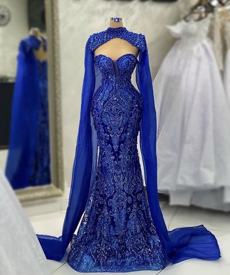 Siren Dress Prom, Blue Mermaid Dress For Dress-up Events, Luxury Blue Fishtail Evening Dress, Luxury Blue Glamorous Mermaid Dress, Blue Valdrin Sahiti Dress, Glamorous Blue Floor-length Mermaid Dress, Baju Kahwin, Beaded Formal Dress, African Traditional Wedding Dress