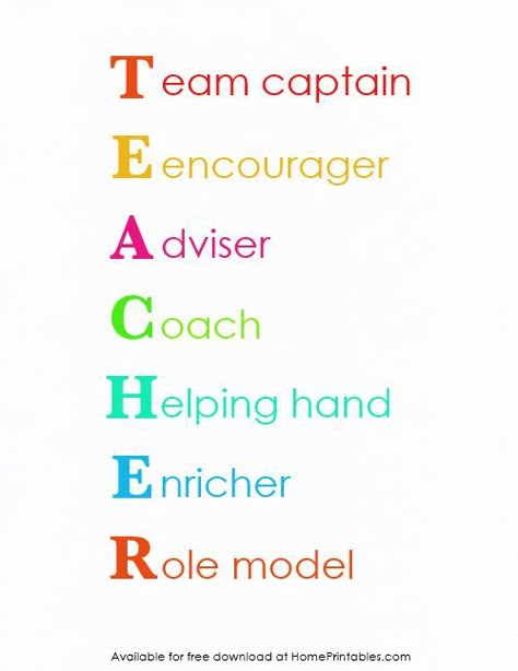 Teacher Acronym, Printable Teacher Quotes, Quotes On Teachers, Free Teacher Planner, English Teacher Quotes, Teacher Encouragement Quotes, Best Teacher Quotes, Teacher Poster, Teacher Encouragement