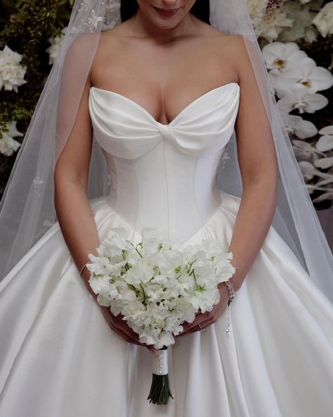 Elissa adorned in custom-made STEVEN KHALIL couture. ⁣Photographer @imagehausweddings Satin Ball Gown Wedding Dress, Ball Gown Princess, Big Wedding Dresses, White Ball Gowns, Gown Princess, Classy Wedding Dress, Ball Gowns Princess, Gown Skirt, Wedding Ideas Dresses