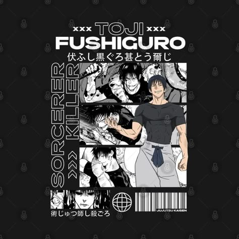 Toji Fushiguro - Jujutsu Kaisen Anime Print T Shirt, Cool Graphic Tshirt Designs, Anime Shirts Design, Anime T Shirt Design Ideas, Anime Tshirt Design Ideas, Jujutsu Kaisen Design, Jujutsu Kaisen Tshirt, Anime Shirt Design, Anime Graphic Design