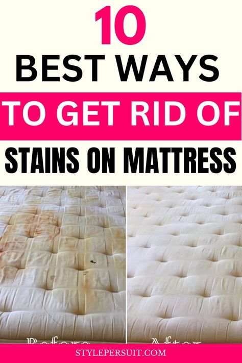 A mattress is an investment in comfort and quality sleep, but accidents happen, and stains can sometimes mar its appearance. Whether it's spills, bodily fluids, or other mishaps, knowing how to effectively remove stains from your mattress can help prolong its lifespan and maintain its cleanliness. Explore several tried-and-tested methods to get stains out of a mattress and keep it fresh and hygienic. Cleaning Stained Mattress, How To Get Rid Of Pee Stains On Mattress, Clean Stains Off Mattress, Mattress Stains How To Remove, Clean A Mattress Stain, How To Clean Stains On Mattress, How To Get Pee Stains Out Of Mattress, How To Spot Clean A Mattress, Spot Clean Mattress