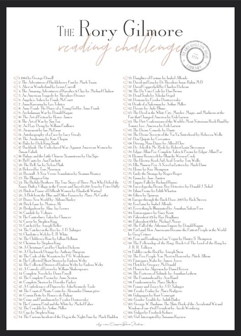 Gilmore Books, Rory Gilmore Reading List, Rory Gilmore Books, Rory Gilmore Reading Challenge, Reading Checklist, Rory Gilmore Reading, Studie Hacks, Book Bucket, Gilmore Girl