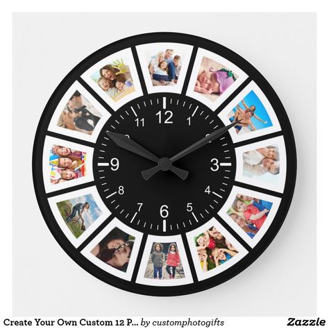 Create Your Own Custom 12 Photo Collage Family Large Clock Ceramic Printing, 12 Photo Collage, Family Photo Gifts, Photo Clock, Clock Tattoo Design, Custom Clocks, Clock Ideas, Photo Wall Decor, Baby Krishna