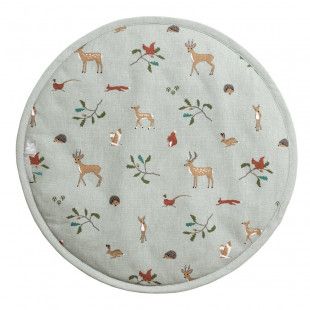 Woodland Circular Hob Cover Autumnal Kitchen, Red Squirrels, Aga Cooker, Muted Teal, Stoves Cookers, Woodland Fabric, Sophie Allport, Coloured Background, Oil Cloth