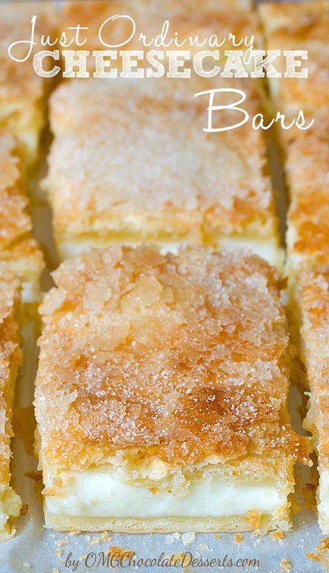 Just Ordinary Cheesecake Bars | Easy Sopapilla Cheesecake Bar Recipe Crescent Rolls And Cream Cheese, Sopapilla Cheesecake Bars, Cheesecake Bars Easy, Sopapilla Cheesecake, Coconut Dessert, Cheesecake Bar Recipes, Torte Cupcake, Delectable Desserts, Crescent Roll Recipes