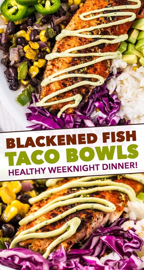 Sides For Blackened Fish, White Fish Tacos, Fish Taco Bowl, Corn And Black Bean Salsa, Healthy Fish Tacos, Blackened Fish Tacos, Corn And Black Bean, Blackened Fish, The Chunky Chef