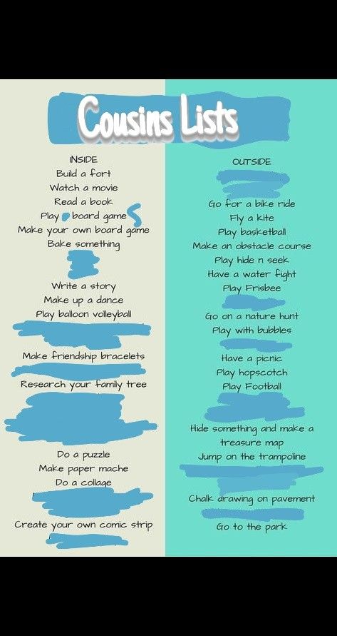 Things To Do With Cousins At Sleepovers, Cousin Ideas Fun, What To Do With Your Cousins, Things To Do With Your Cousins At Home, Fun Games To Play With Cousins, Cousin Games, Fun Things To Do With Cousins, Games To Play With Cousins, Things To Do With Cousins