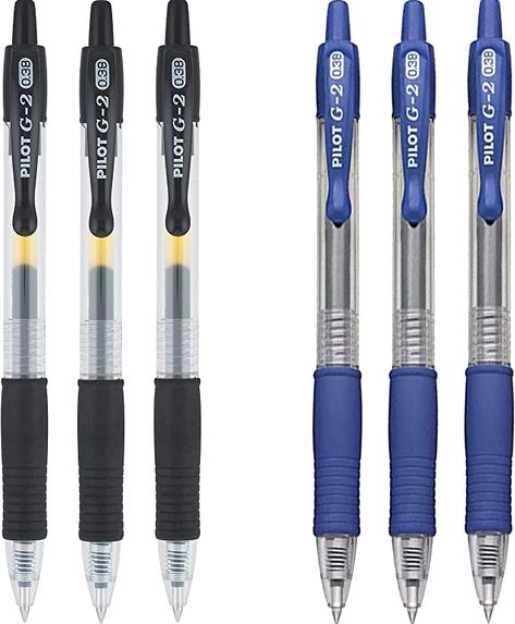 Amazon.com: PILOT G2 Premium Refillable & Retractable Rolling Ball Gel Pens, Ultra Fine Point, 3 Black and 3 Blue : Office Products Pilot G2 Pens, Pilot Pen, Black Pens, Uni Bag, Blue Pen, Pilot Pens, Fine Point Pens, Blue Office, School List