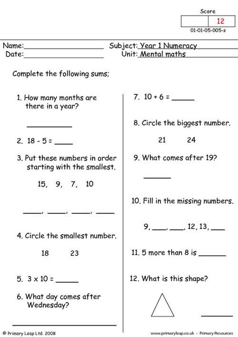 School Sheets, Class 1 Maths, Easy Math Worksheets, Math Fact Worksheets, Mental Maths Worksheets, Maths Worksheet, Mental Maths, Worksheets For Class 1, Math Practice Worksheets