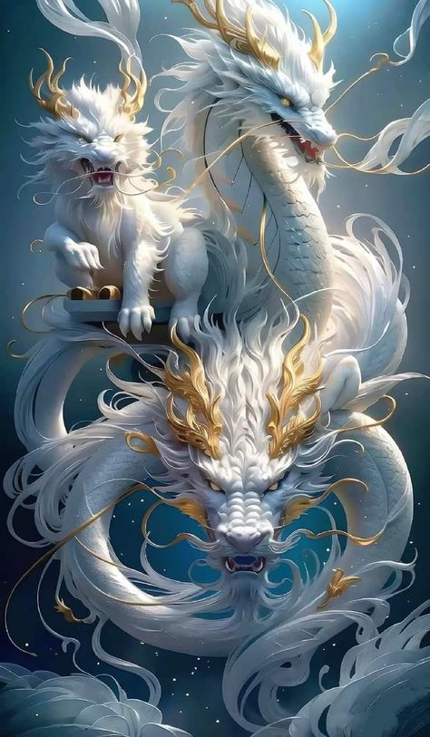 Mythical Animals Fantasy Creatures Art, Chinese Dragon Art, Dragon 2024, Dragon Artwork Fantasy, Dragon Illustration, Beautiful Dragon, Dragon Pictures, White Dragon, Dragon Artwork