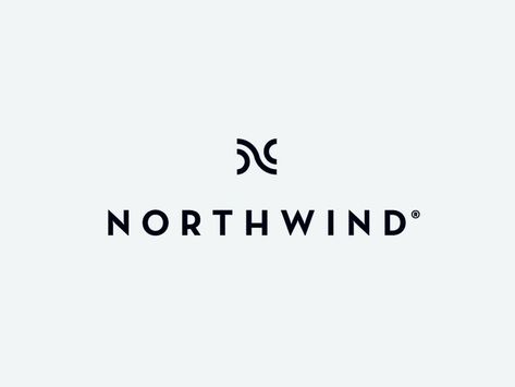 First concept for Northwind, this is the 'contemporary' concept. N is an abstraction of the Northwinds which swirl North to South and carry cool air down from the Northern hemisphere.   The mark is... North Logo Design, Air Logo Design, Contemporary Branding Design, Abstract Logo Mark, Luxury Logotype, Contemporary Branding, Abstract Logos, Cool Branding, Abstract Logo Design