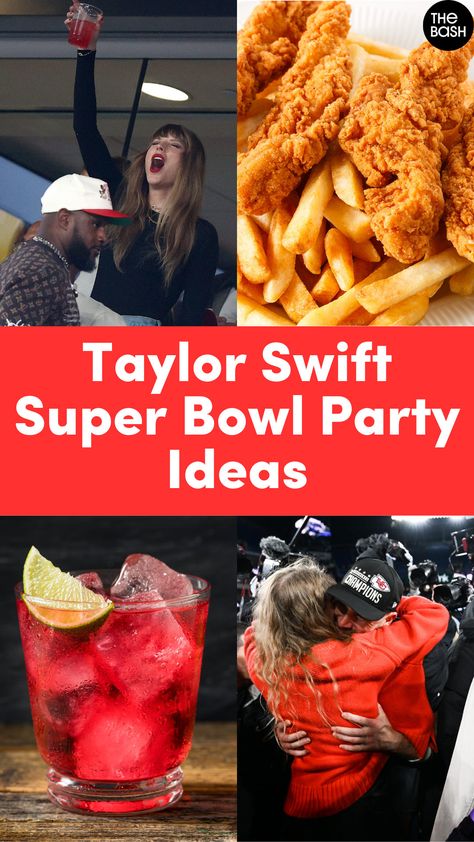 The Kansas City Chiefs are Super Bowl LVIII bound! If you’re a Swiftie as well as a football fan, check out these Taylor Swift Super Bowl party ideas! Plan your Taylor Swift themed Super Bowl party with ideas from The Bash!🎉🏈 #thebash #taylorswift #traviskelce #superbowl #superbowlparty #taylorswiftparty #taylorswiftthemedparty #taylorswiftpartytheme #taylorandtravis #taylorswiftsuperbowlparty #swifties #taylorswiftpartyideas #superbowllviii #superbowlpartyideas Swiftie Superbowl Party, Taylor Swift Chiefs Super Bowl Party, Kansas City Chiefs Themed Food, Taylor Super Bowl Party, Swiftie Bowl Party, Super Bowl Taylor Swift Party, Taylor Swift Superbowl Party Ideas, Swift Super Bowl, Superbowl Taylor Swift