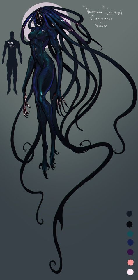 Dnd Tentacle Character, Oc With Tentacles, Eldritch Humanoid Monster, Fantasy Eldritch Monster, Humanoids Concept Art, Humanoid Monsters Concept Art, Eldritch Being Art, Humaniod Monster Concept Art, Cute Eldritch Horror