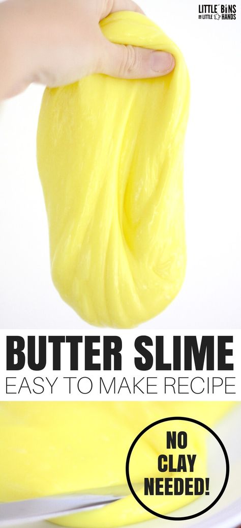 Our easy to make butter slime recipe doesn't use butter or the traditional soft clay either. Try this quick new homemade slime recipe today for a really cool textured slime! Make slime with cornstarch for our version of a butter slime recipe kids will love. Butterslime Recipe Easy, Slime Recipe Butterslime, How To Make Soft Slime, How To Make Slime With Cornstarch, Quick And Easy Art Projects, Butter Slime Without Clay, Slime With Cornstarch, Diy Putty, Cornstarch Slime