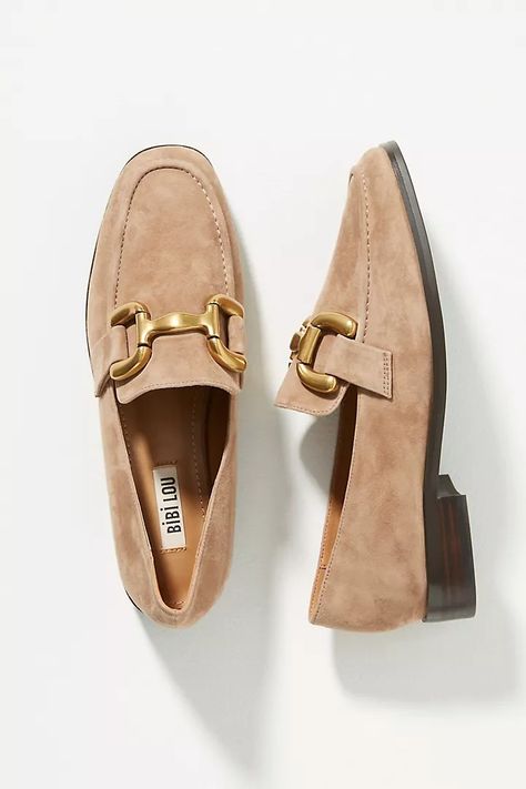 Bibi Lou Zagreb Loafers | Anthropologie Women Loafers Outfit, Kitten Heel Boots, Women Loafers, Chunky Loafers, Brown Fits, Soft Shoes, Suede Loafers, Fall Clothes, Window Shopping