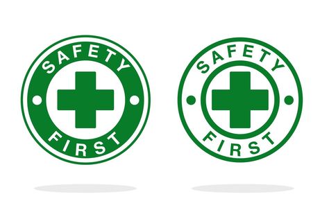 Green, White ''Safety First'' Icons Safety First Logo, One Logo, Circle Logos, Safety First, Unusual Design, Health And Safety, Iphone Wallpapers, Essie, Vector Art