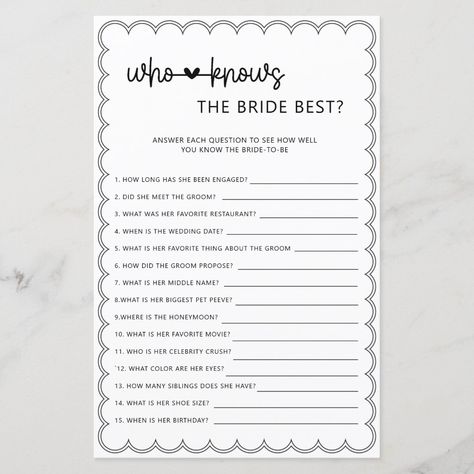 Who Knows The Bride Best, Prostate Health Men, Bridal Bachelorette Party, Scalloped Border, Bridal Shower Game, Advice Cards, The Wedding Date, First Job, Best Answer