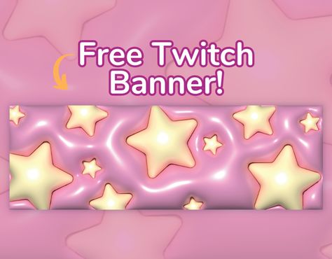 Reddit Banner, Twitch Banner Ideas, Twitch Banner Aesthetic, Cute Twitch Banner, Twitch Profile Banner, Kawaii Stars, Banner Twitch, 3d Stars, Profile Banner