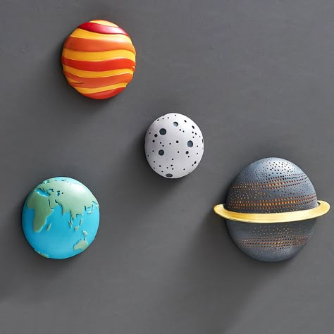 PRICES MAY VARY. Unique Outer Space Planet Wall Decorations - Our outer space themed 3D wall decor is designed for the four major planets of the solar system: earth, saturn, moon, and mars. Its unique design stands out from traditional wall art, start roaming space fantasies with our planet earth wall sculpture decor! The cool planet wall sculptures decor will brighten up your kids room decor, boys room decor and nursery decor! Perfect Space Themed Room Decor - The handmade wall sculptures are v Hanging Solar System, Outer Space Room Decor, Boys Space Room, Space Theme Bedroom, Wall Decor Boys Room, Boys Space Bedroom, Outer Space Room, Outer Space Bedroom, Space Decorations