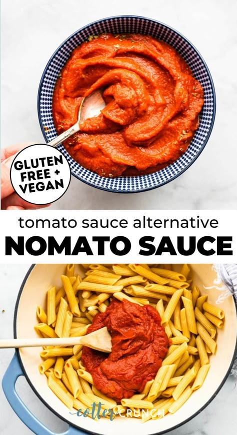 Nomato Sauce is a gluten free, dairy free, nightshade free, and anti inflammatory tomato sauce substitute that tastes just like marinara sauce! Full of antioxidants and nutrients, it’s made with simple, whole food ingredients and pairs well with pasta, pizza, and all your favorite foods. Meal prep this vegan AIP nomato sauce for the week or store in the freezer to use later. Tomato Free Pasta Sauce, Pasta Sauce Without Tomatoes, Healthy Tomato Sauce, Aip Sauces, Tomato Allergy, Seasoning Fish, Nomato Sauce, Nightshade Free Recipes, Aip Meals